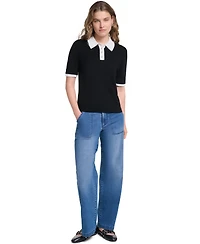 Karl Lagerfeld Paris Petite Johnny Collar Sweater