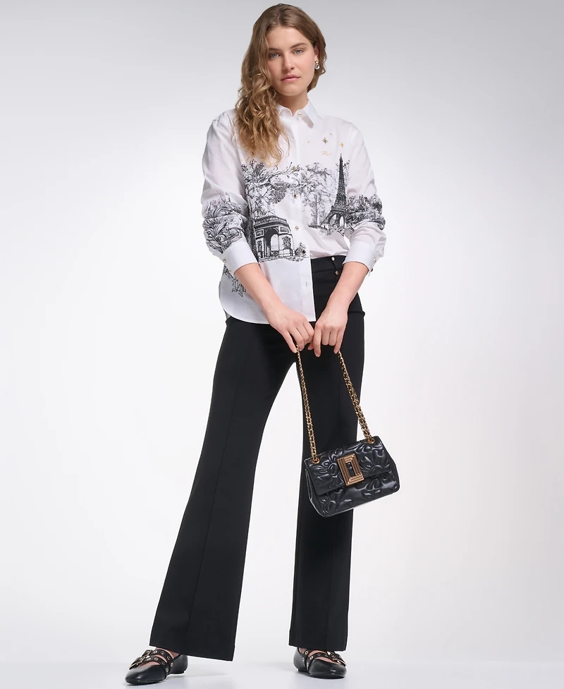 Karl Lagerfeld Paris Petite City Scene Printed Top