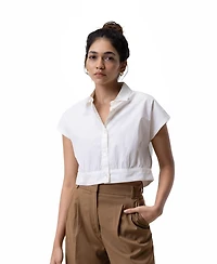 Reistor Women's Oversized Crop Shirt Summer Blue