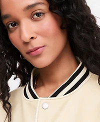 On 34th Women's Faux-Leather Varsity Bomber Jacket, Macy's Exclusive