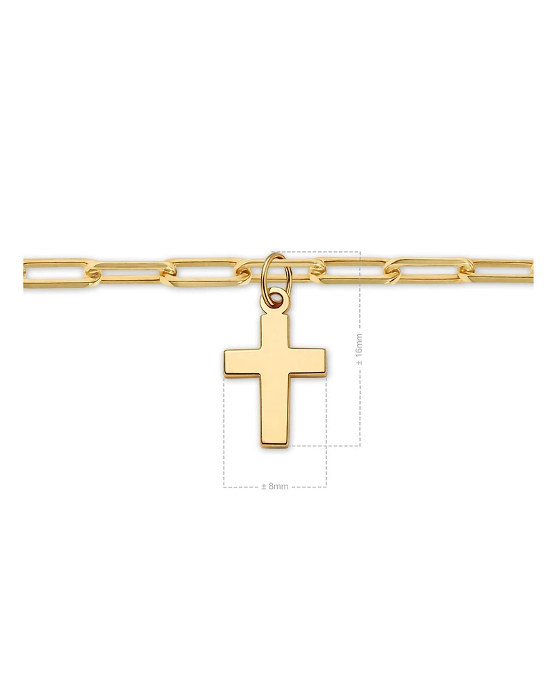 Devata Cross Charm Paperclip Chain Bracelet in 14K Gold