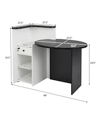 Gouun Oval-Top Reception Desk with Lockable Drawer and 3-Position Open Shelf, 48 x 27.5 in