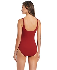 Bleu by Rod Beattie Women's V-Neck Underwire One-Piece Swimsuit