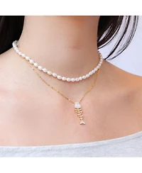 The Lovery Mother of Pearl Fish Necklace 14K Gold-Plated Sterling Silver