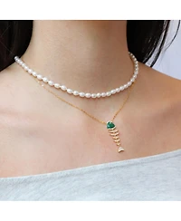 The Lovery Malachite Fish Necklace 14K Gold-Plated Sterling Silver