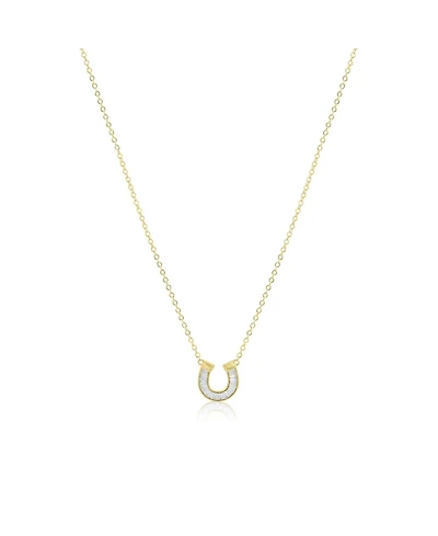 The Lovery Baguette Cz Horseshoe Necklace 14K Gold Plated Sterling Silver
