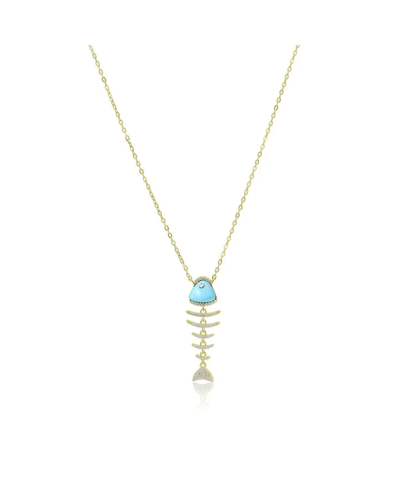 The Lovery Turquoise Fish Necklace 14K Gold-Plated Sterling Silver