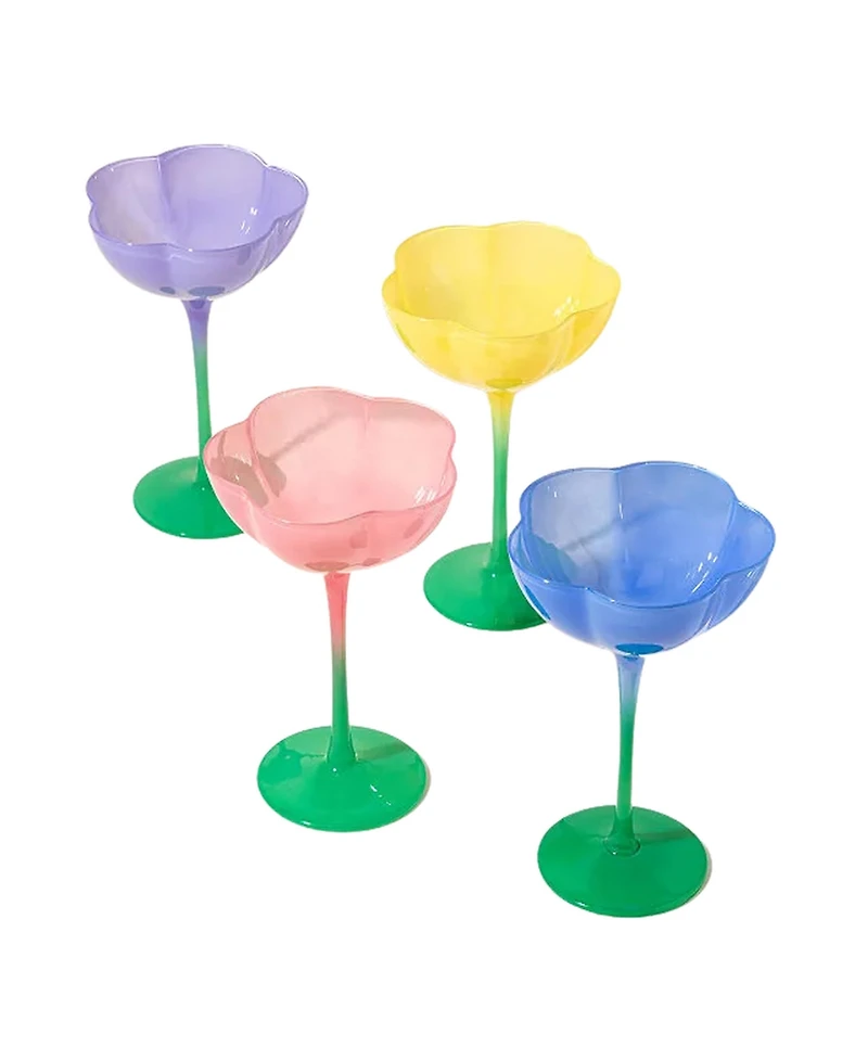Uncommon Goods Fluted Tulip Glasses, Set of 4