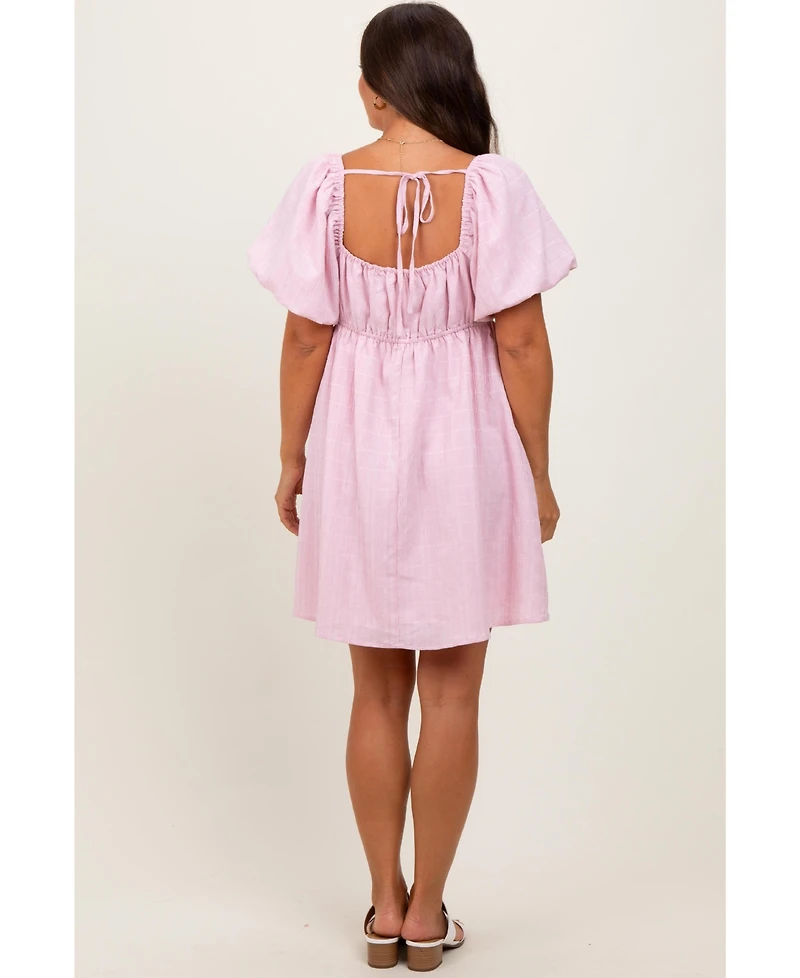 Pinkblush Maternity White Textured Bubble Sleeve Mini Dress