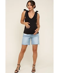 Pinkblush Maternity Light Blue Distressed Frayed Hem Midi Jean Shorts