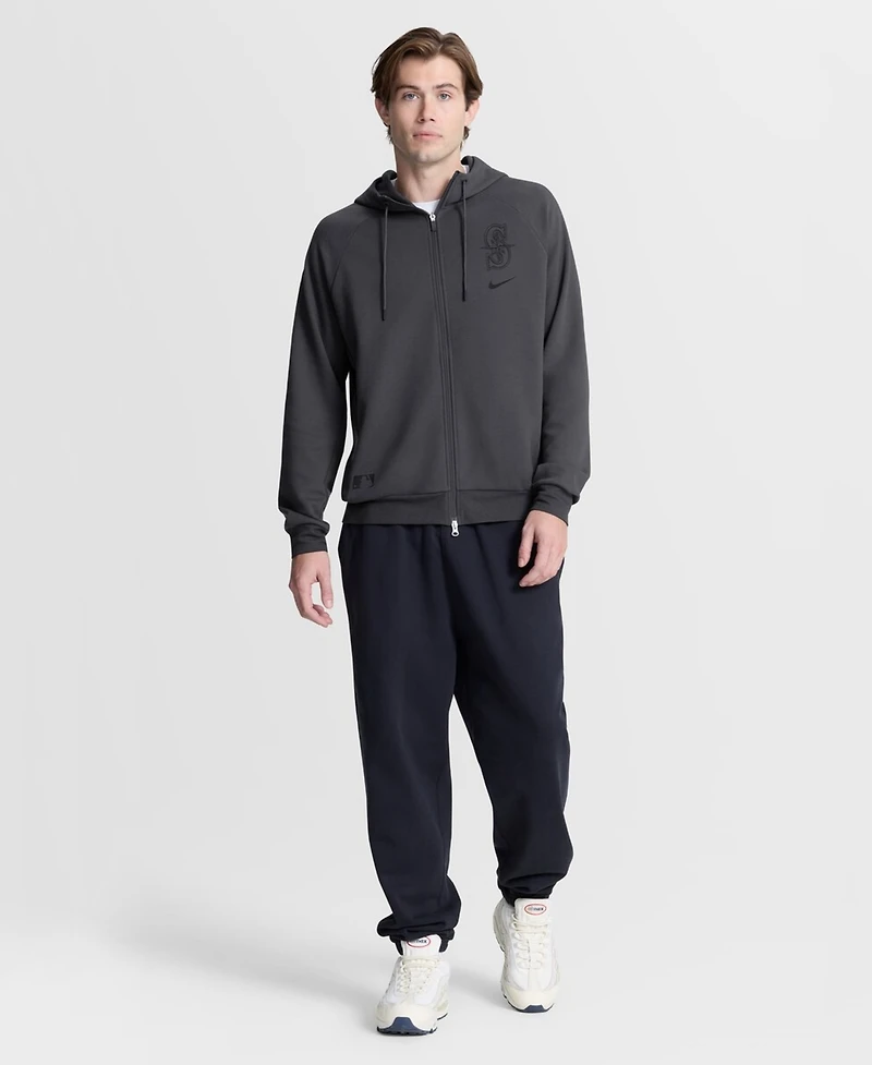Nike Men's Anthracite Seattle Mariners Authentic Collection Player Raglan Dri-fit Full-Zip Hoodie