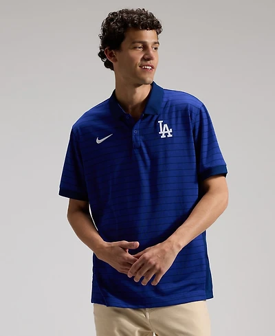 Nike Men's Royal Los Angeles Dodgers Authentic Collection Striped Victory Dri-fit Polo Shirt
