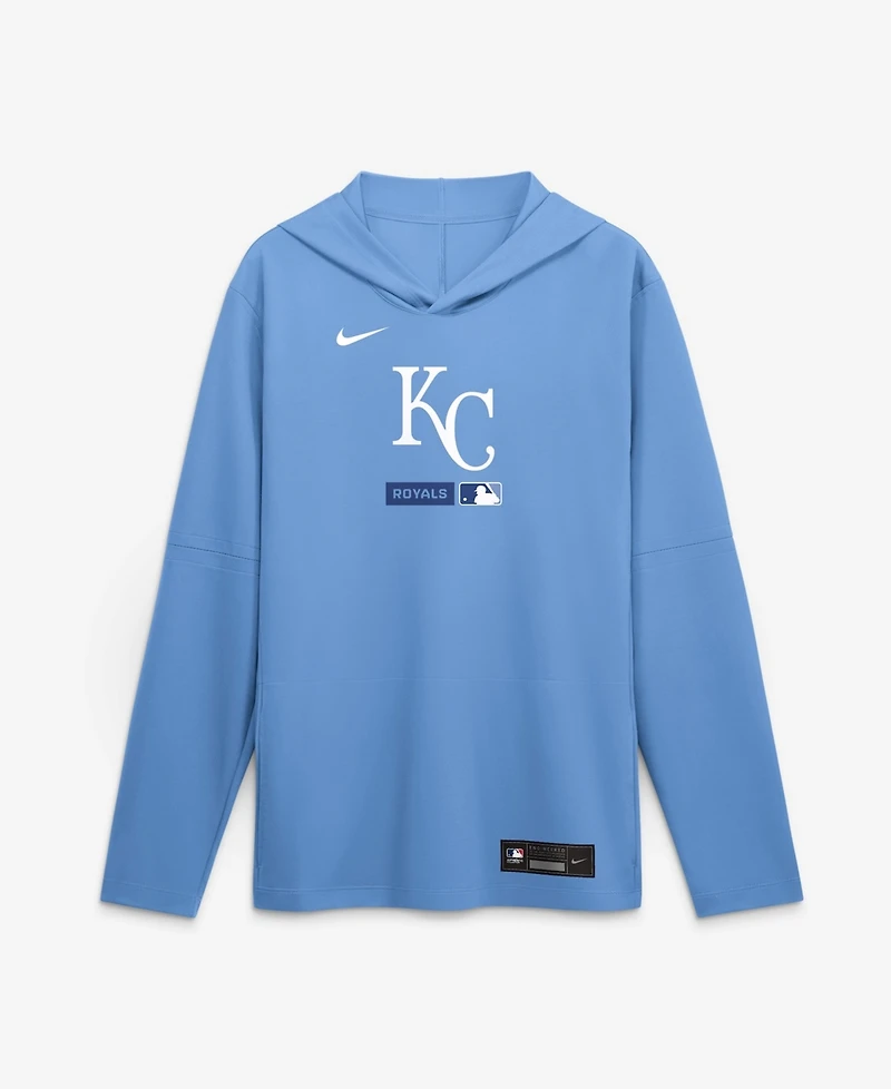 Nike Men's Light Blue Kansas City Royals Authentic Collection Dri-fit Long Sleeve Hoodie