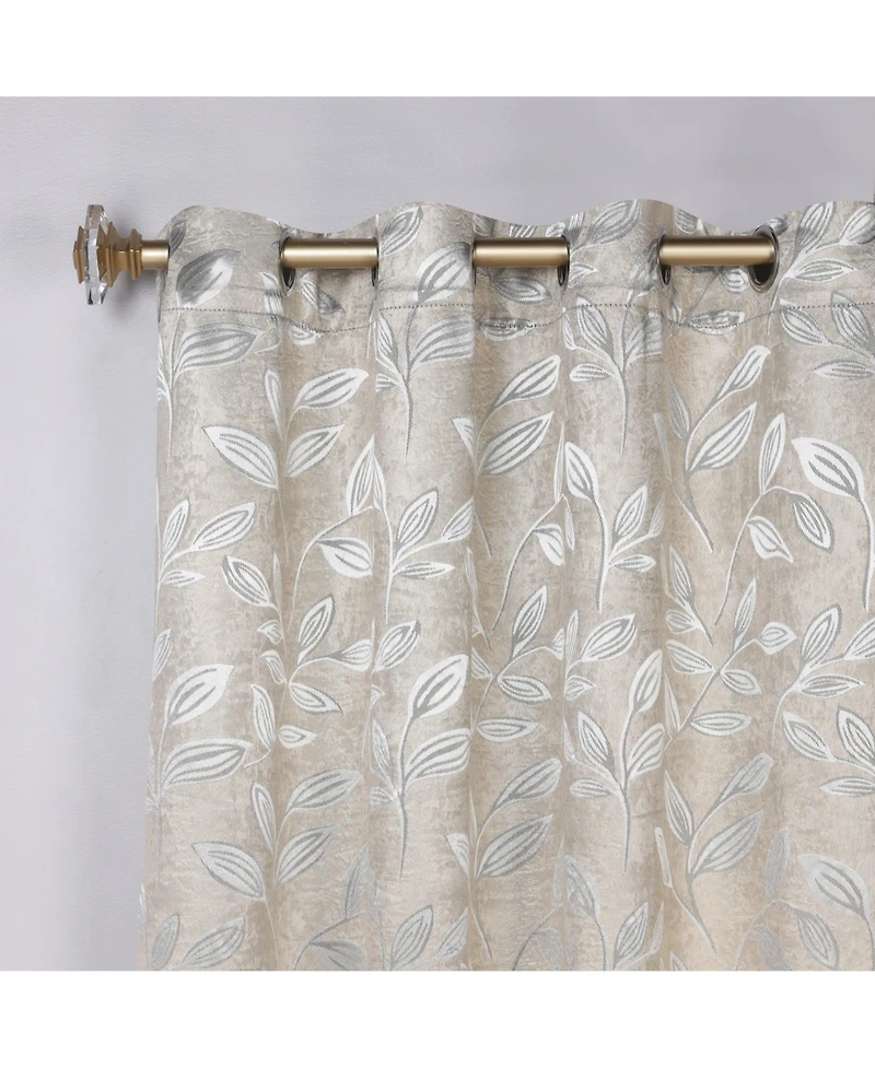 Superior Leaves Textured Blackout Curtain Set of 2, 52" x 63"