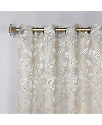 Superior Leaves Textured Blackout Curtain Set of 2, 52" x 63"