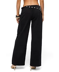 Edikted Women's Button Foldover Low Rise Baggy Jeans