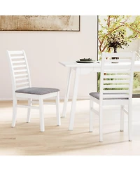 Costway Modern Dining Chair Kitchen Chair with Rubber Wood Legs and Slatted Backrest