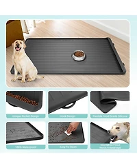 Aronkl Large Waterproof Pet Feeding Mat with Collection Pocket Anti Slip Bite Resistant