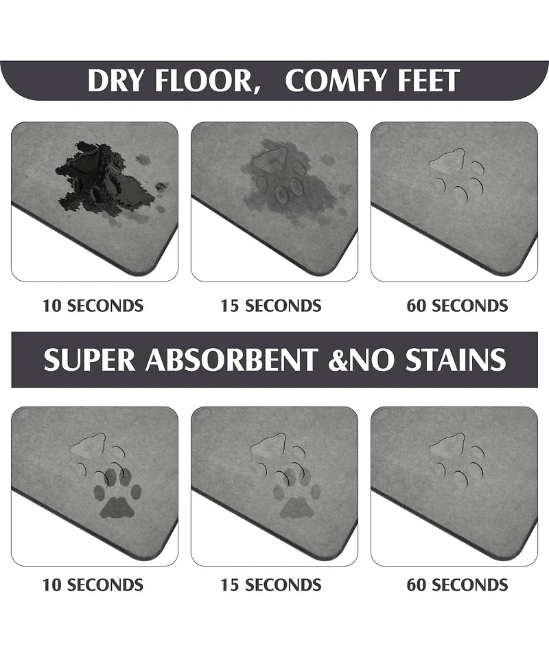 Aronkl Diatomaceous Earth Pet Feeding Mat Absorbent Non-Slip Quick Drying Easy Clean