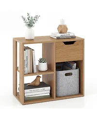 Slickblue Wooden 3-Cube Storage Bookcase with Drawer and 2-Tier Design