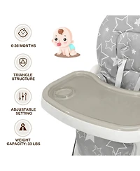 Gouun Toddler Folding High Dining Chair with 6 Level Height Adjustment and Wheels