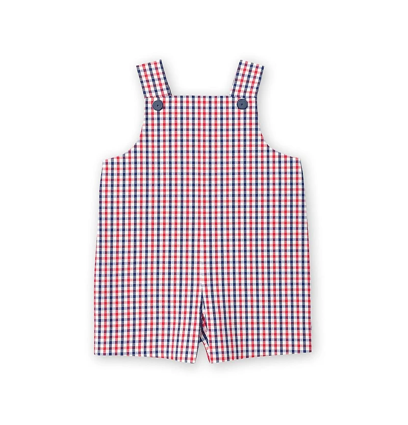 Florence Eiseman Baby Boy Plaid Seersucker Shortall With Derby Car