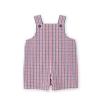 Florence Eiseman Baby Boy Plaid Seersucker Shortall With Derby Car