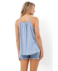 Hello Miz Women's Maternity Sleeveless Tie Front Scoop Neck Cami Top