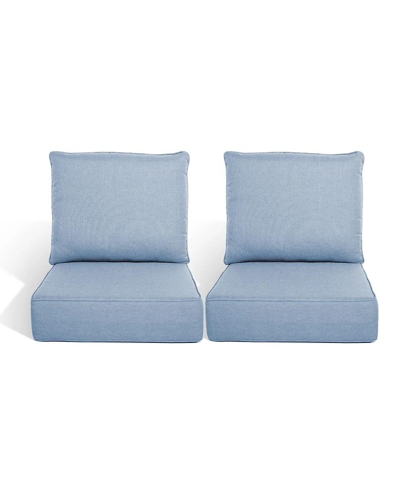 Pocassy 24"x 22" Outdoor Deep Seat Cushion Set, 6-inch Thicken Waterproof Patio Furniture Cushions with Removable Cover, 2 Sets