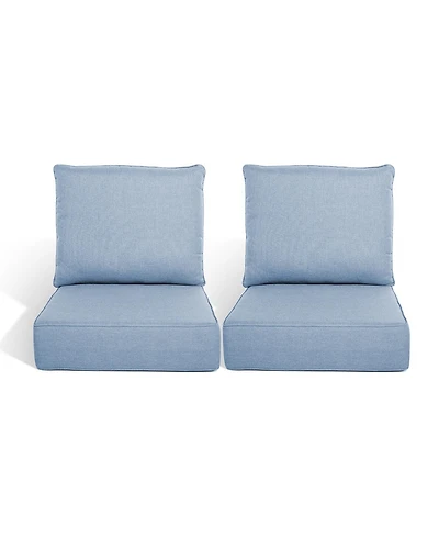 Pocassy 24"x 22" Outdoor Deep Seat Cushion Set, 6-inch Thicken Waterproof Patio Furniture Cushions with Removable Cover, 2 Sets