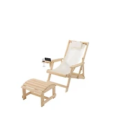 Jiallo Canvas Sling Chair With Cup And Wine Holder Ottoman (Set Of