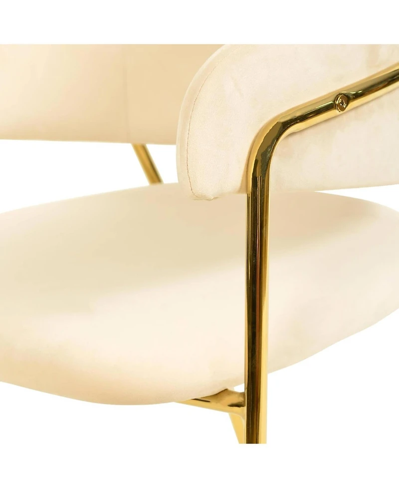 LeisureMod Axis Dining Chair Set of 2 Velvet Upholstery with Stainless Steel Legs, Accent Side for Modern Home, Kitchen and