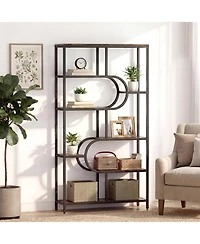 Slickblue Tall 5-Tier Bookcase with U-Shaped Open Shelves