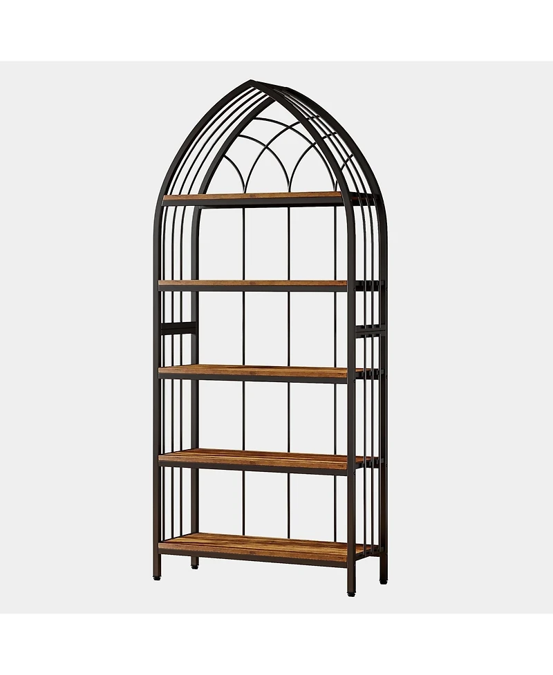 Slickblue Industrial 5-Tier Wooden Bookcase for Home or Office
