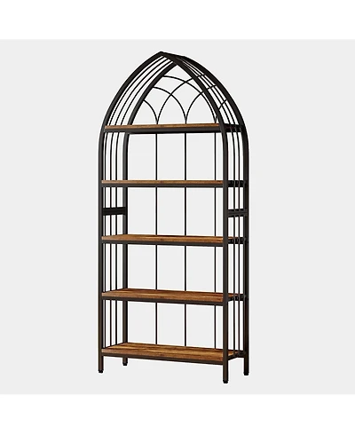 Slickblue Industrial 5-Tier Wooden Bookcase for Home or Office