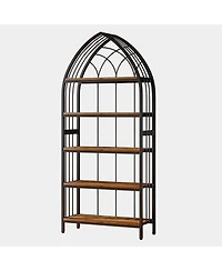 Slickblue Industrial 5-Tier Wooden Bookcase for Home or Office