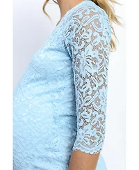Hello Miz Maternity Bodycon Floral Lace Dress with 3/4 Sleeves