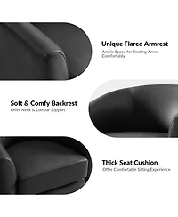 Hulala Home Amiir 30.5'' Wide Genuine Leather Swivel Barrel Chair with Solid Wood Base
