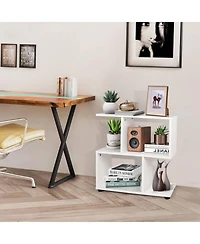 Gouun 24-Inch 3-Tier Geometric Bookshelf with Open Display Cubes