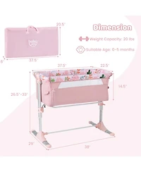 Gouun Baby Folding Bedside Bassinet Sleeper with 4 Adjustable Heights