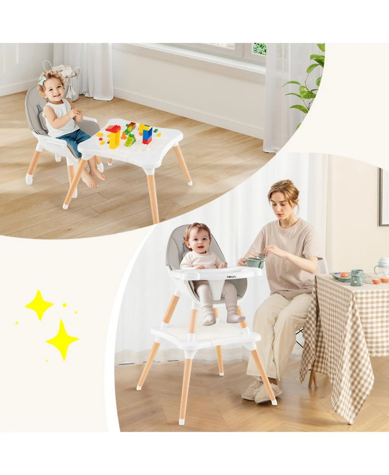Gouun Toddler 6-in-1 Convertible Wooden High Chair