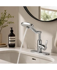 Phying 3 Water Modes Bathroom Vanity Faucet 360 Degree Rotating Spout Single Handle Faucet with Led Temperature Digital Display Screen for Bathroom