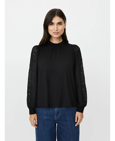 Masai Copenhagen Women's Mabravoria High Neck Lace Sleeve Blouse