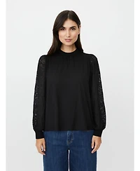 Masai Copenhagen Women's Mabravoria High Neck Lace Sleeve Blouse