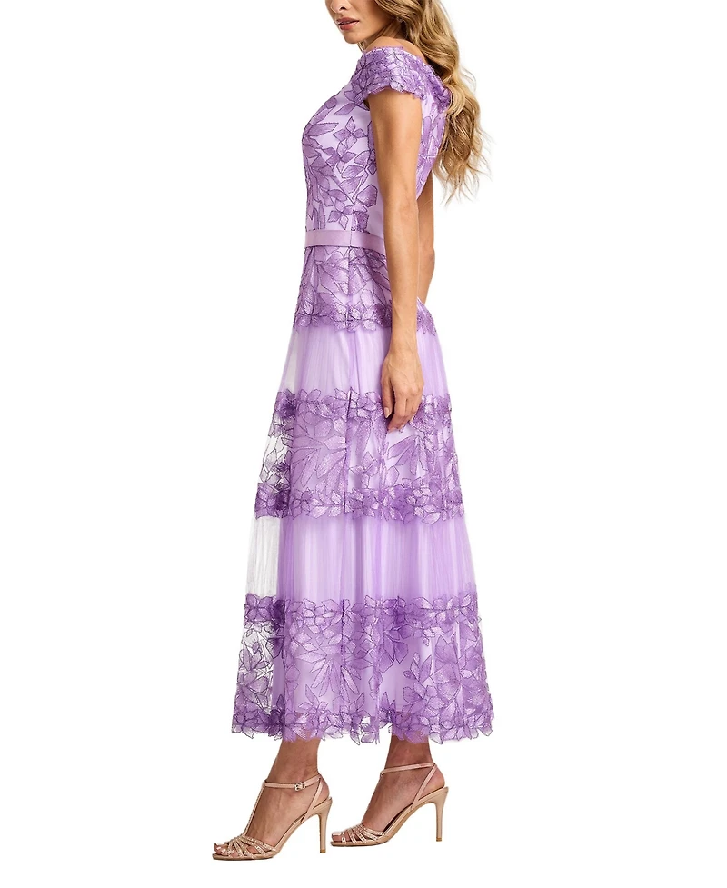 Tadashi Shoji Women's Adriane Floral Embroidered Tea-Length Dress