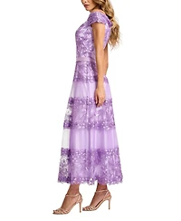 Tadashi Shoji Women's Adriane Floral Embroidered Tea-Length Dress