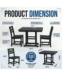 Asagikoiai 3-Piece Hdpe Outdoor Patio Dining Set with 37.8" Table and 2 Chairs, All-Weather Bistro