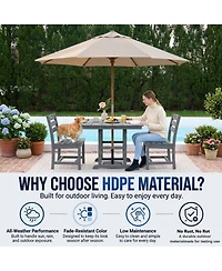 Asagikoiai 3-Piece Hdpe Outdoor Patio Dining Set with 37.8" Table and 2 Chairs, All-Weather Bistro