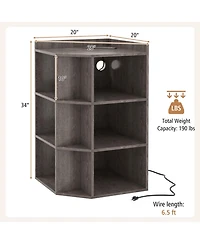 Gouun 3-Tier Corner Cabinet with Charging Station and 9 Open Cubbies
