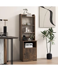 Gouun 6-Tier Bookshelf Nightstand Charging Station Cabinet 2 Usb Ports